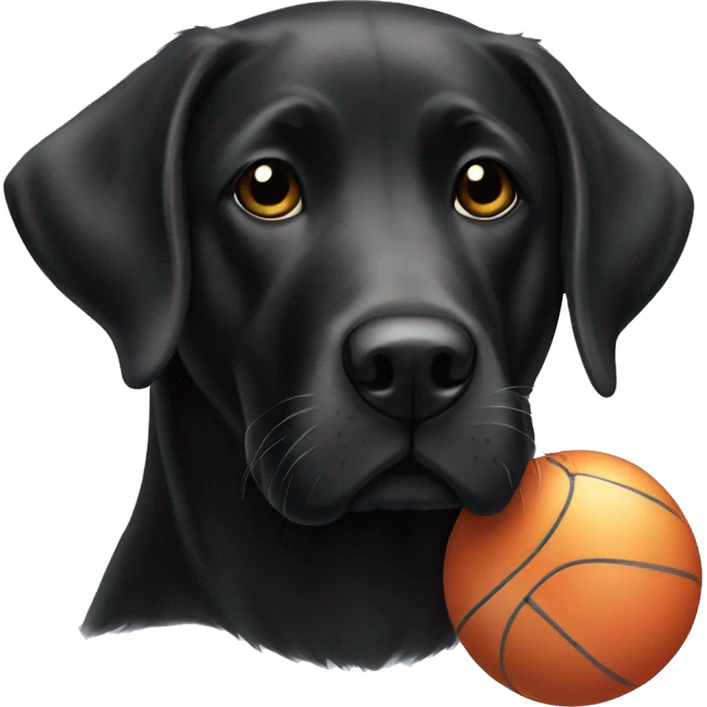 Black lab with a toy ball emoji