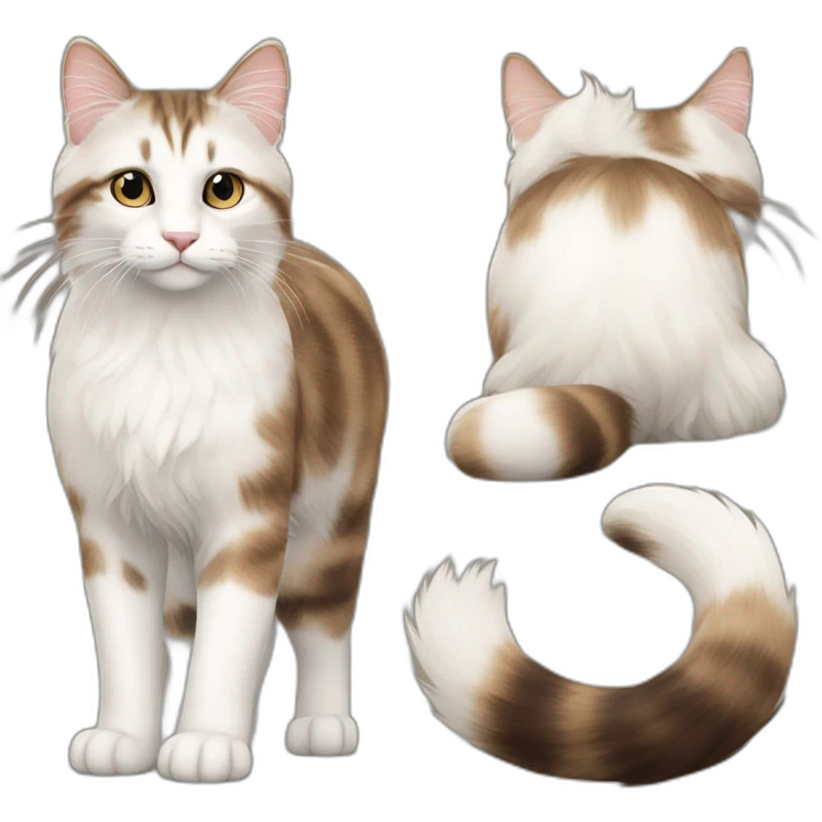 Norwayjan Forest cat white brown emoji