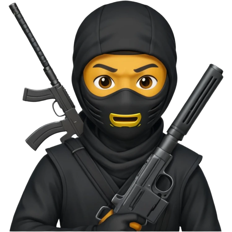 A black male in a ninja mask with a gun emoji