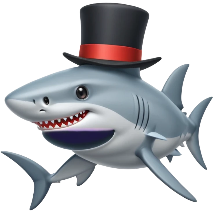 Shark with a top hat emoji