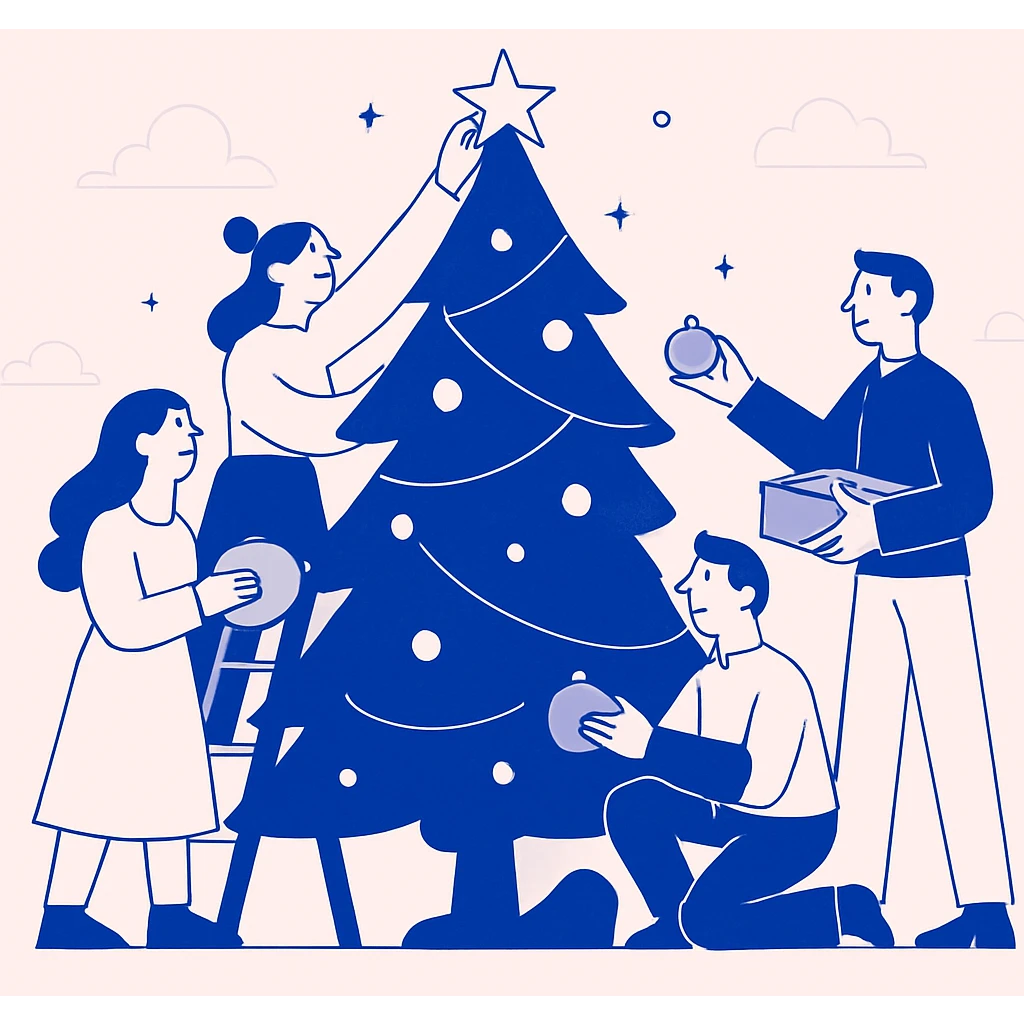 people decorating a Christmas tree emoji