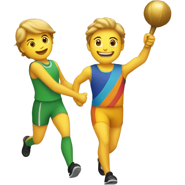 one person passing the baton to another ahead of them emoji