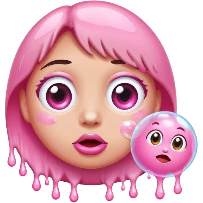 rolling eyes with bubble gum drips emoji