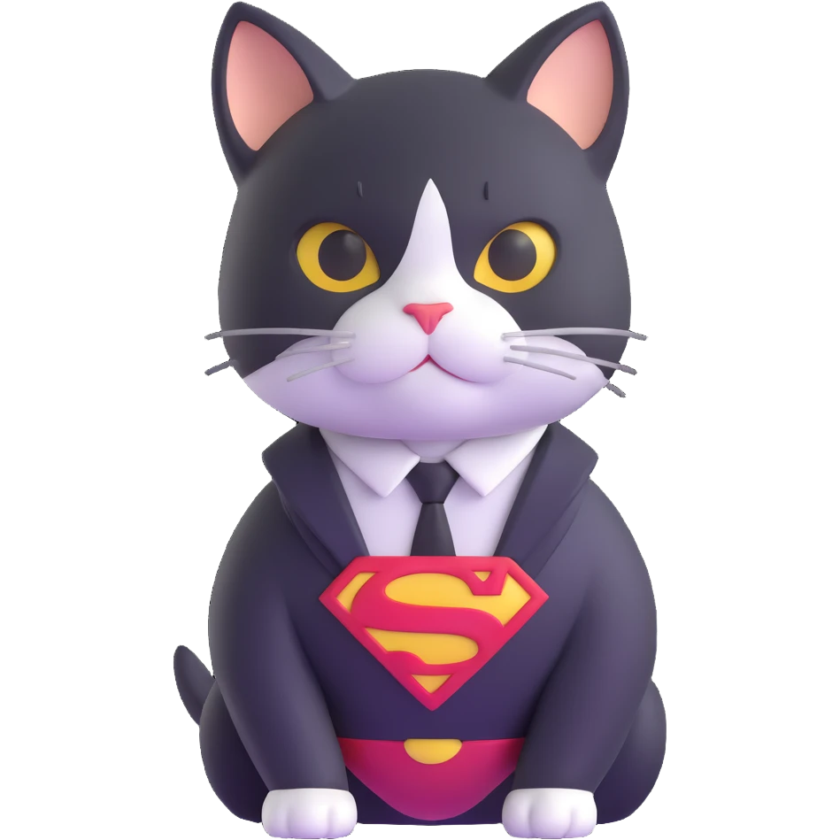 super man cat in black suit emoji