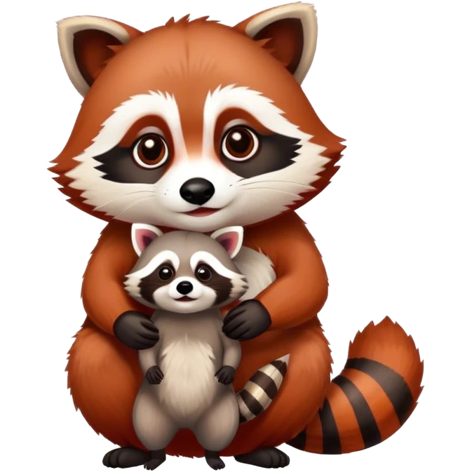 Valentine raccoon and red panda emoji