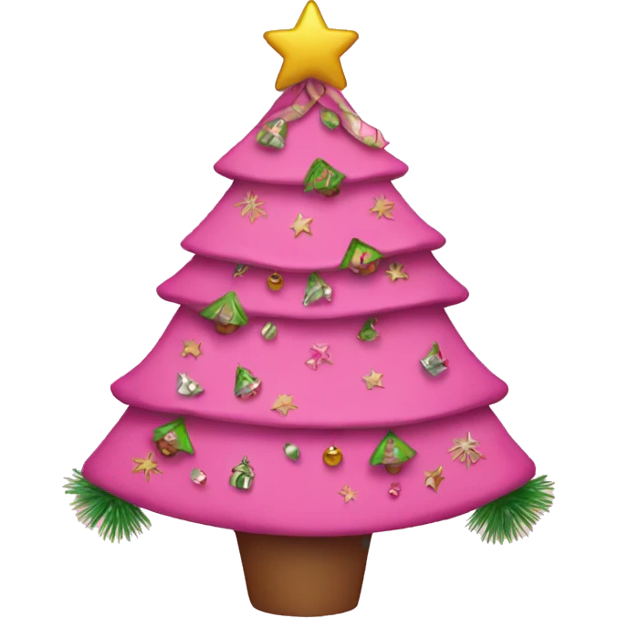 Pink Christmas tree with tree skirt emoji
