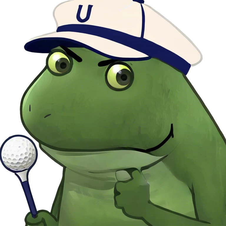 Bufo at work thinking of golf emoji