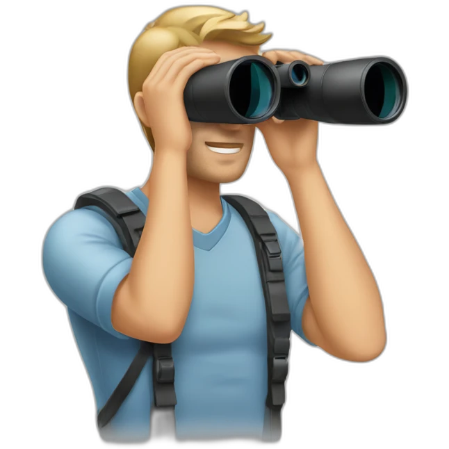 man looking through binoculars emoji