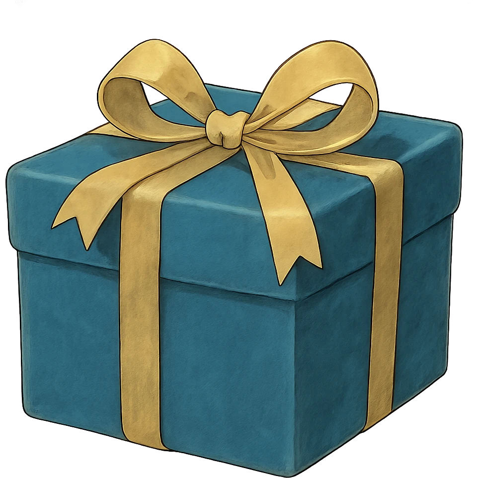 blue gift box with elegant ribbon emoji