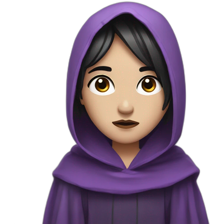 sad emo with purple eyes short dark hair wearing robes emoji