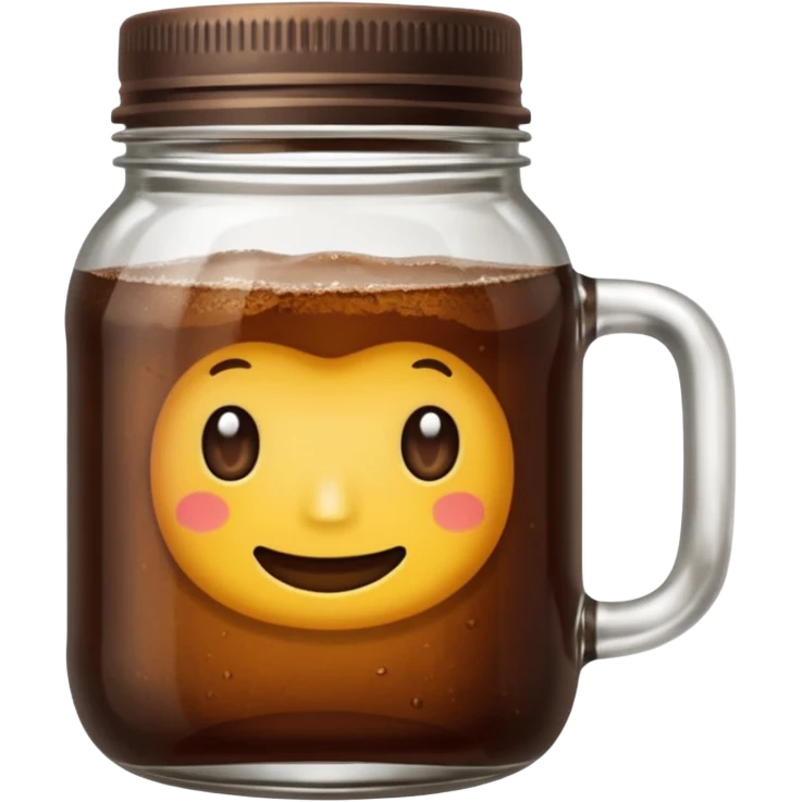 maason jar without any stars, 2d, in google emoji style, mason jar with dark fluid (like kvass) emoji