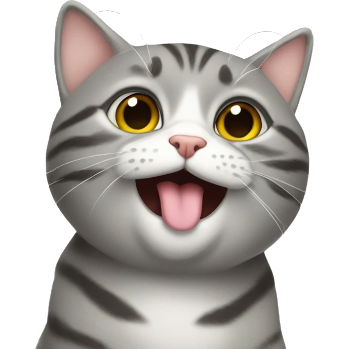 Grey tabby cat blowing a kiss emoji