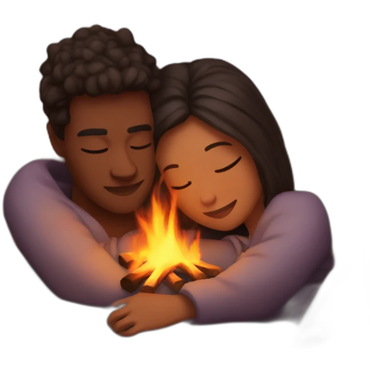 Cuddling by the fire emoji