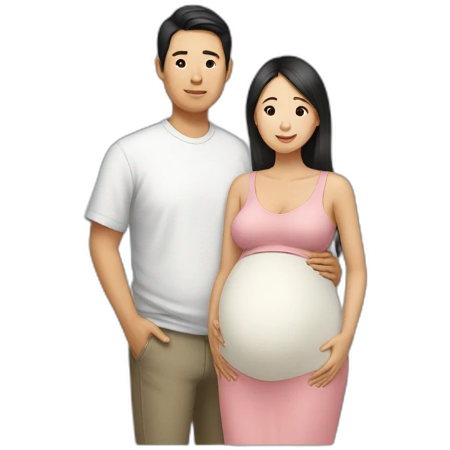 Asian couple pregnant  emoji