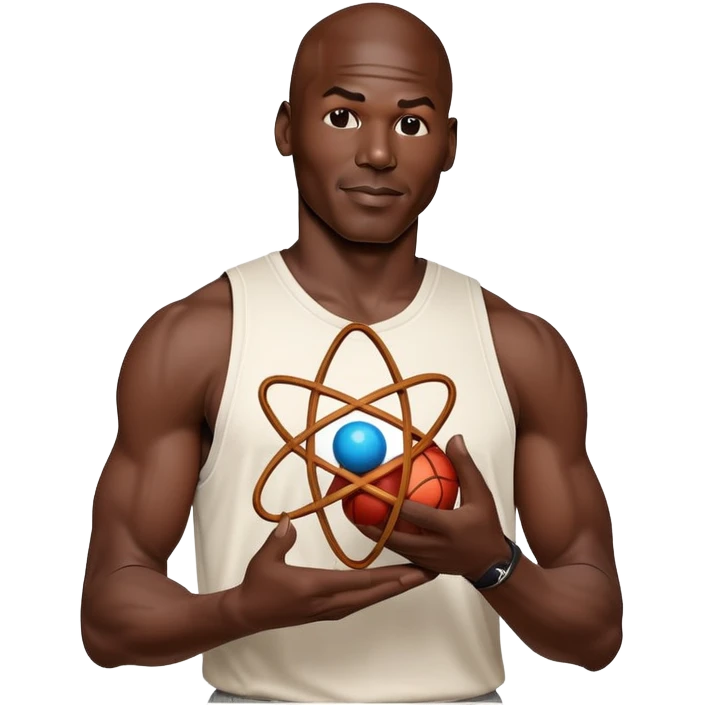 Michael Jordan holding a model of an atom emoji