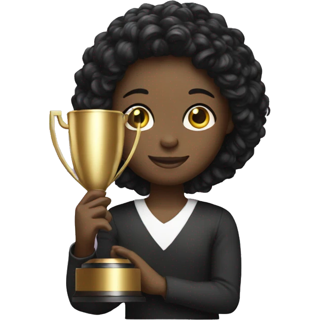 black doll emoji with trophy emoji