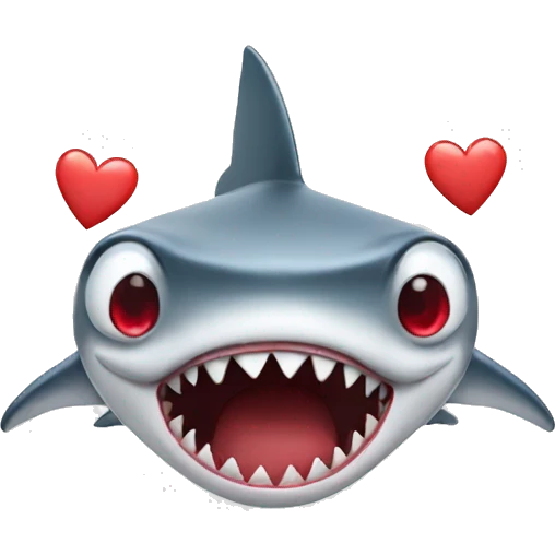 Shark with hearts red on eyes emoji