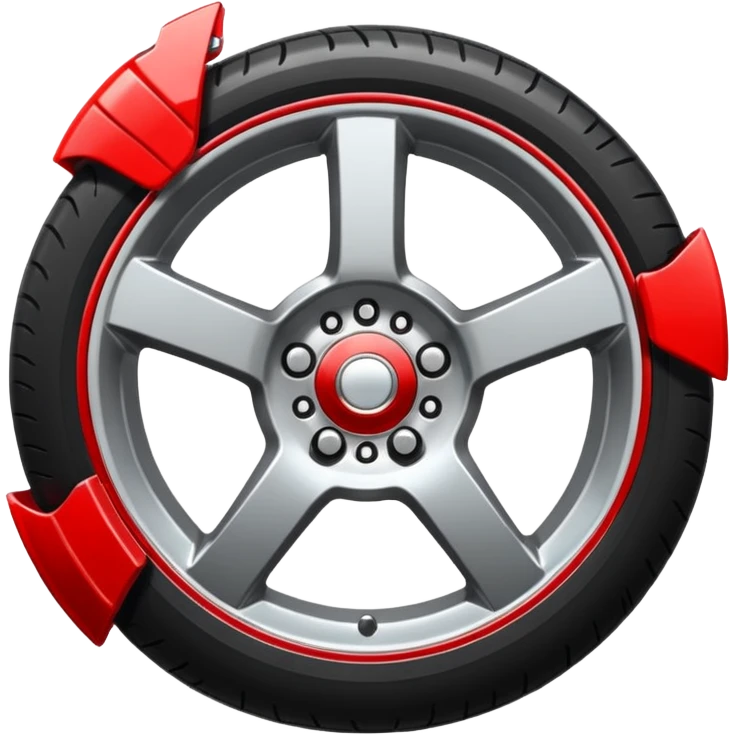 Car wheel emoji with red brake caliper emoji