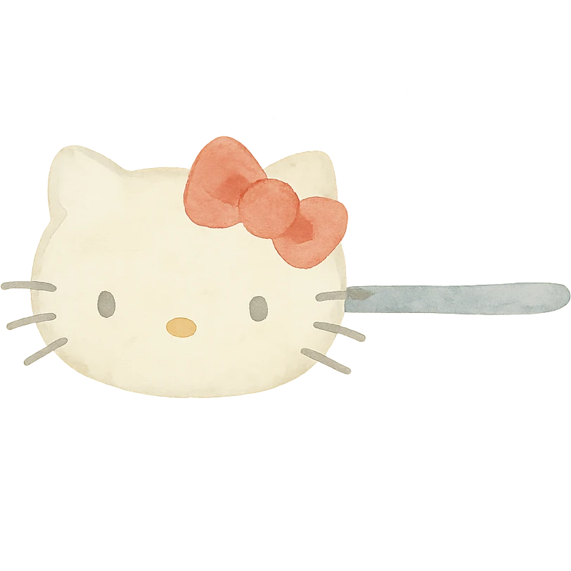 Hello Kitty hairpin, watercolor art style emoji