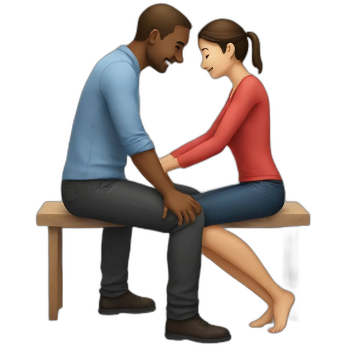 Man on knee facing  woman emoji