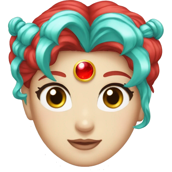 Sailor Moon with Bright Red Hair and Aqua eyes emoji