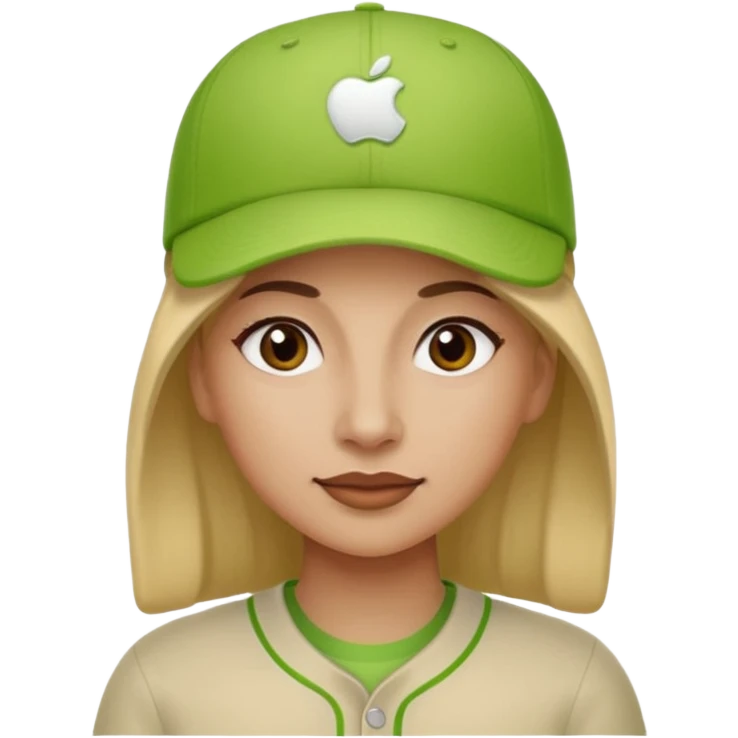 woman with apple green baseball cap emoji