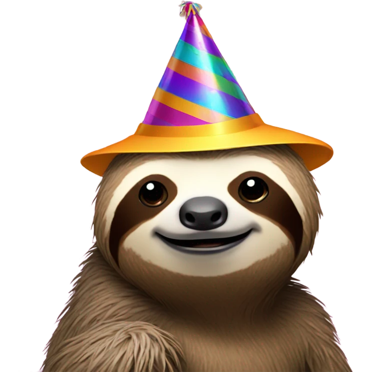 Sloth with party hat emoji