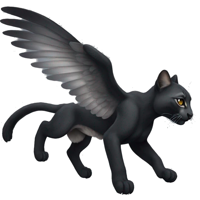 winged black puma flying emoji