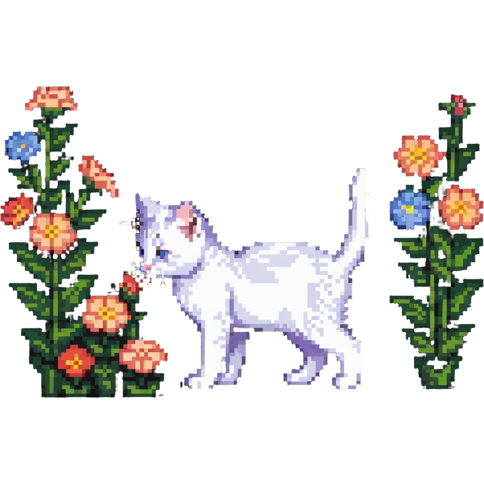 Kitten smells flowers emoji