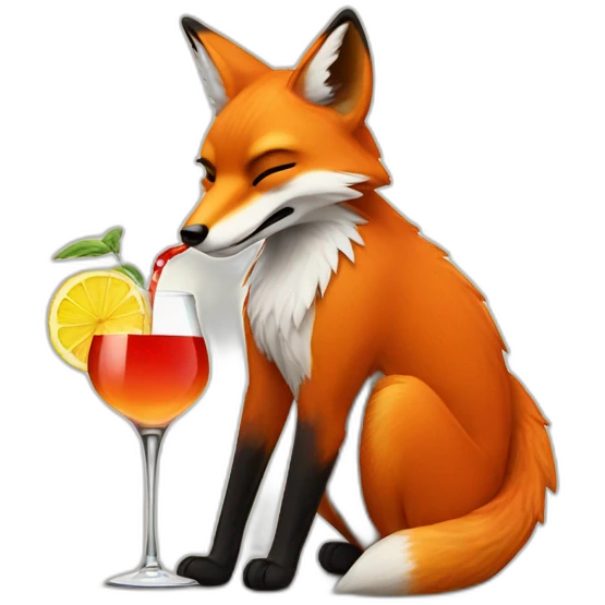 Fox drinking cocktail emoji