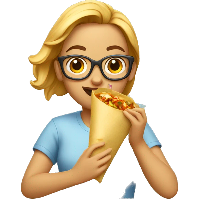 Geek eating Kathi roll emoji
