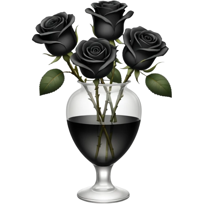 Black and ivory roses in transparent vase emoji