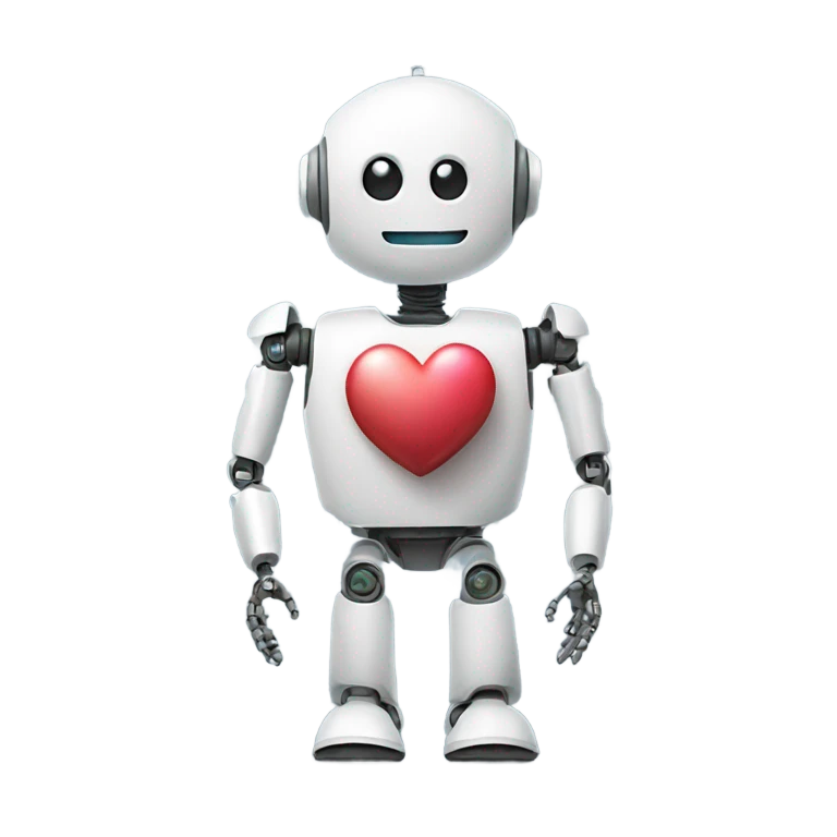 the robot holds a heart in its hand emoji