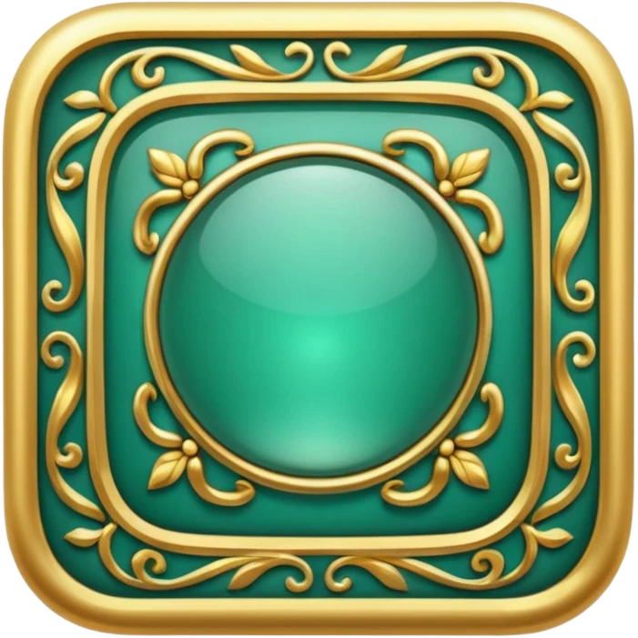 Jade and gold style rounded square icon button emoji