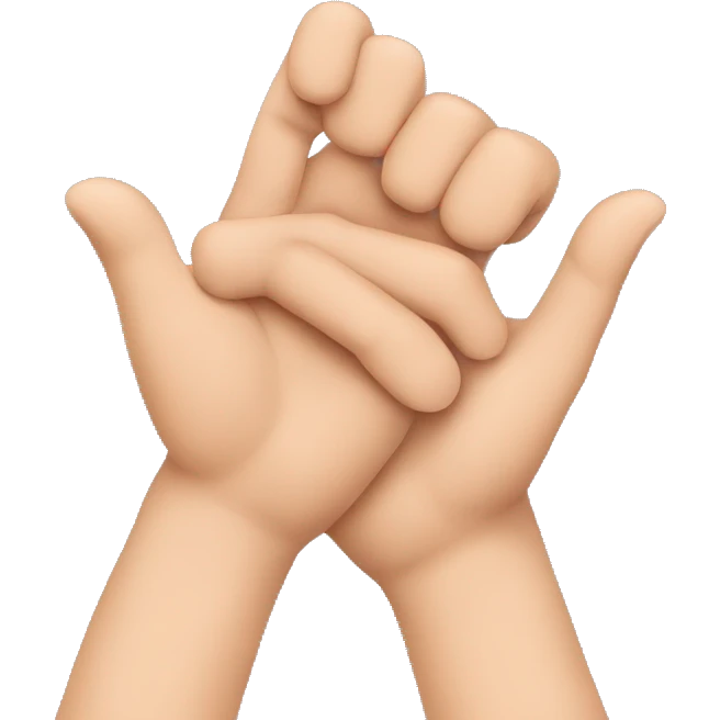 linking your fingers or bringing your hands together as if forming a chain. emoji