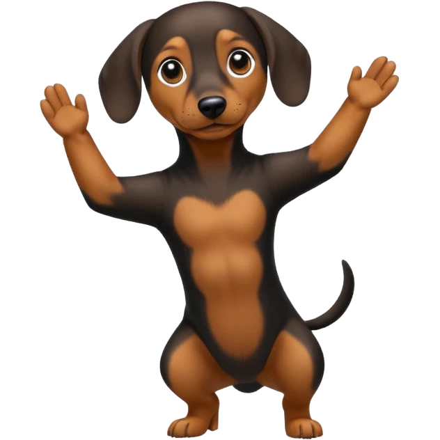 Create a dachshund doing a dab emoji