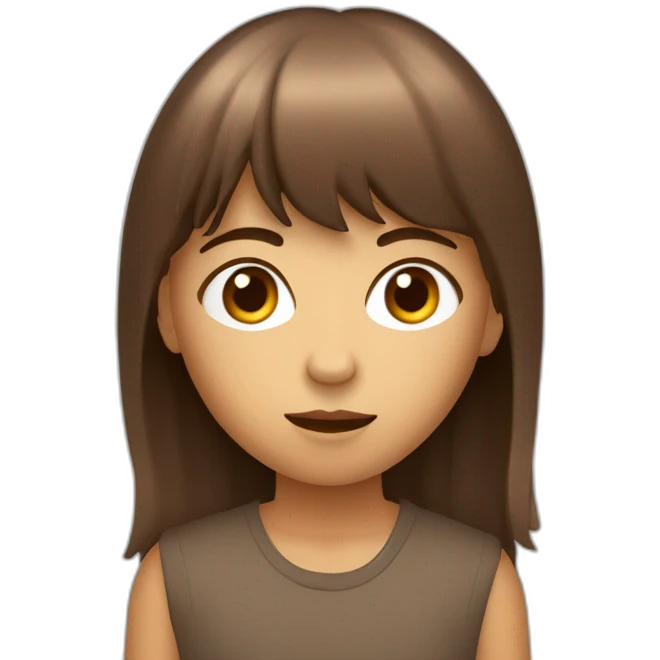 adolescent avec une frange destructurée marron   emoji