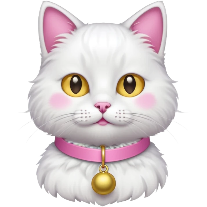 neko with bell pink coller white cat emoji