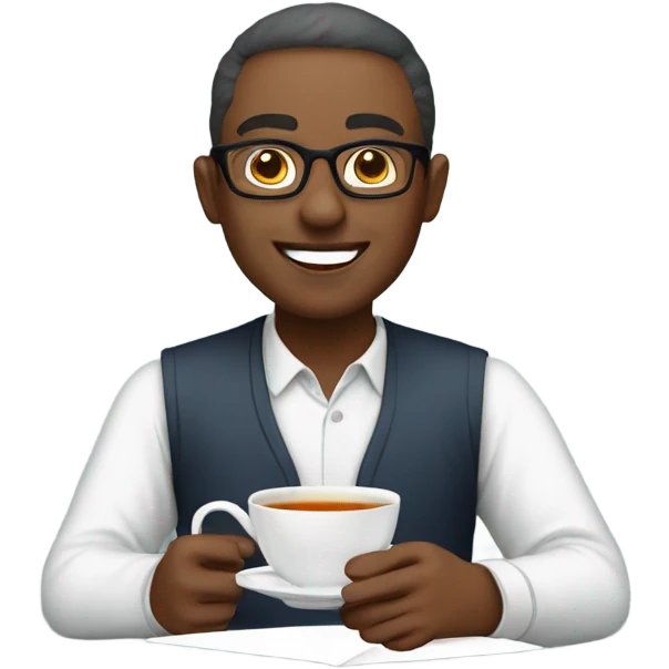 tutor with tea emoji