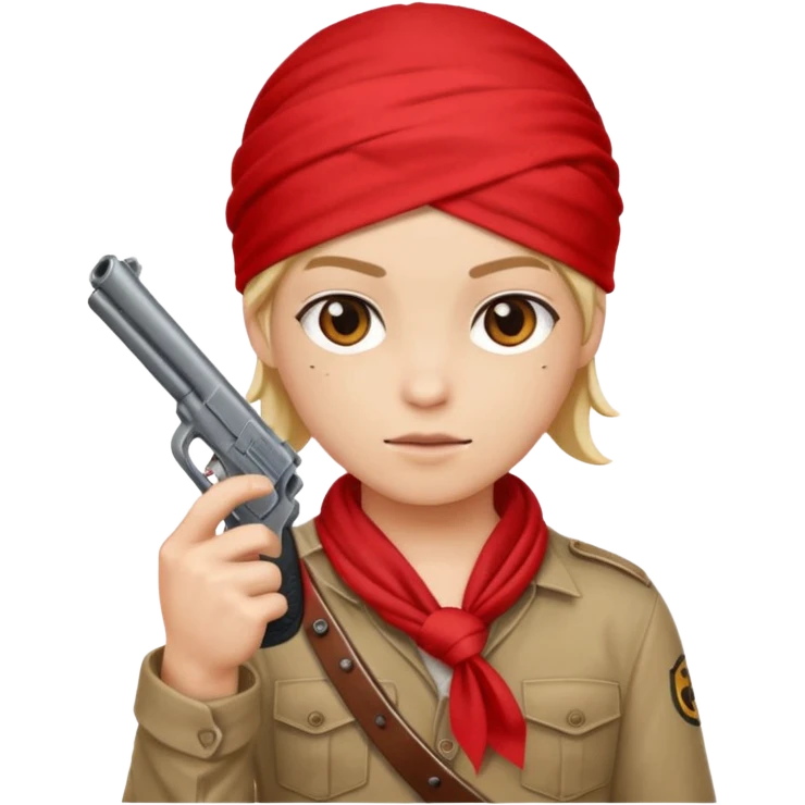 Gangster pointing a gun with a red bandanna holding up the middle finger  emoji