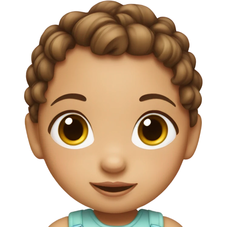 BROWN HAIR WHITE BABY GIRL WITH PONYTAILS emoji
