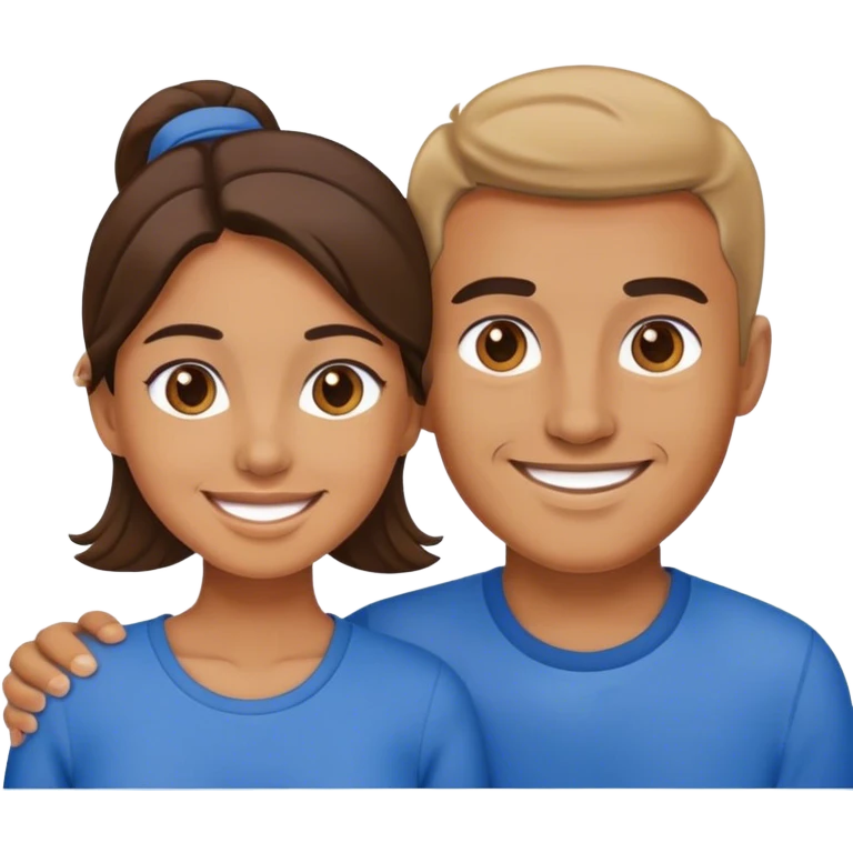 smiling couple in blue emoji