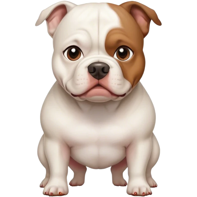 White American Bully Dog with a brown face standing  emoji