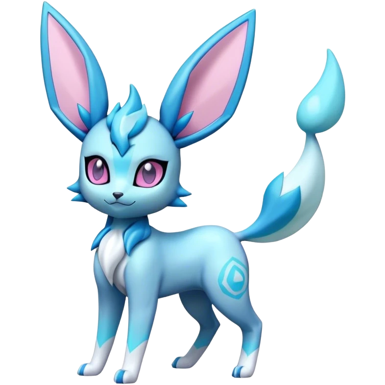 Shiny  futuristic Glaceon-Espeon-Sylveon-Umbreon-hybrid, full body emoji