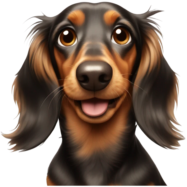Long hair dachshund sending kisses emoji