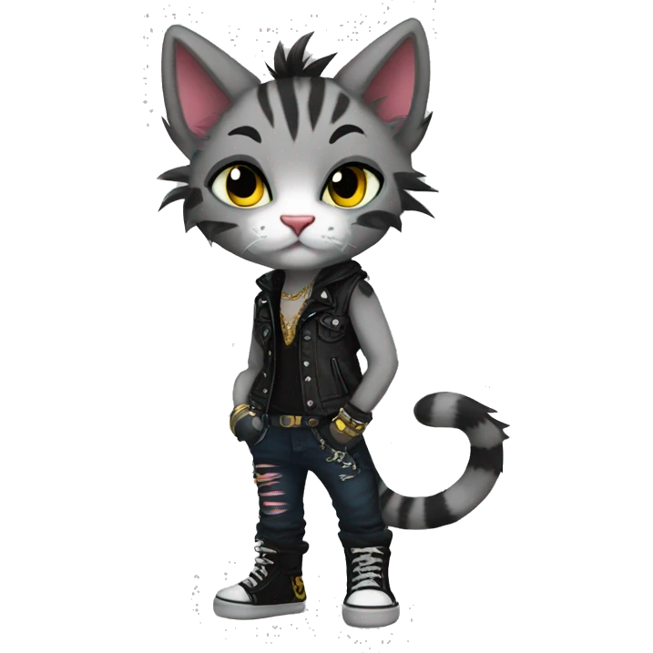 Anthro Punk Feline Full body emoji