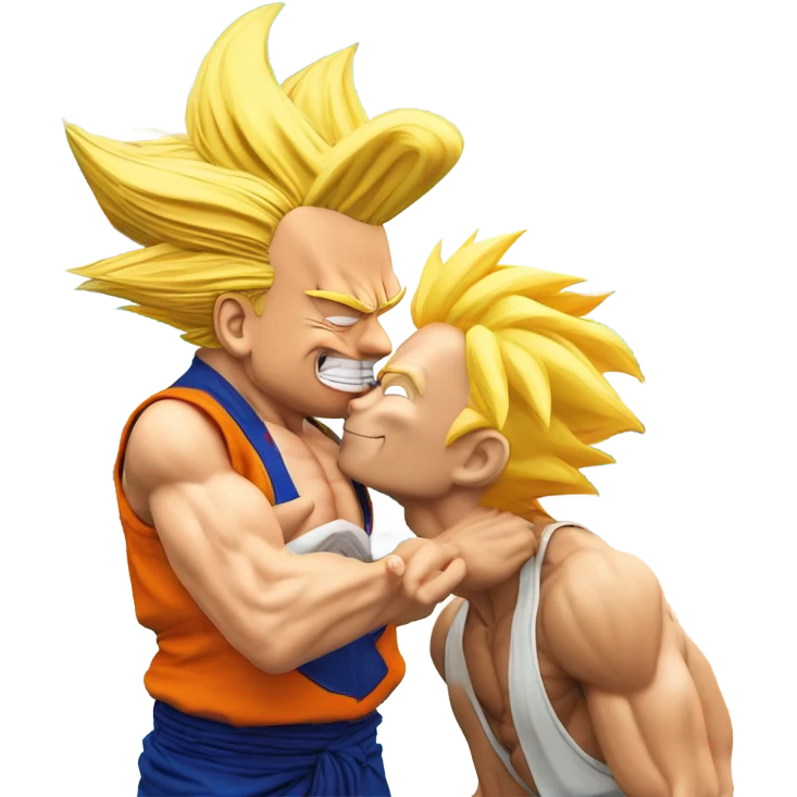 Photo realistic, Donald Trump, kissing Goku from Dragon Ball, Z at the beach by the pool emoji