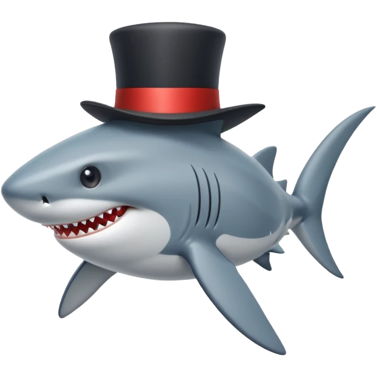 Shark with a top hat emoji