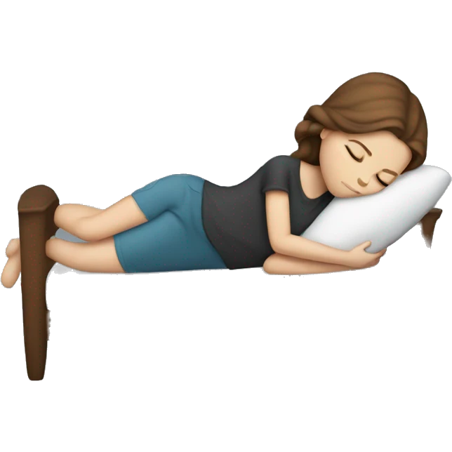 White girl with brown hair sleeping emoji