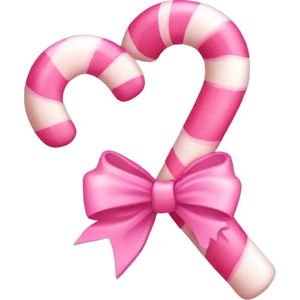 Pink candy cane with pink bow emoji